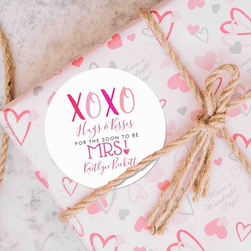 Hugs  Kisses XOXO Valentines Day Bridal Shower Classic Round Sticker