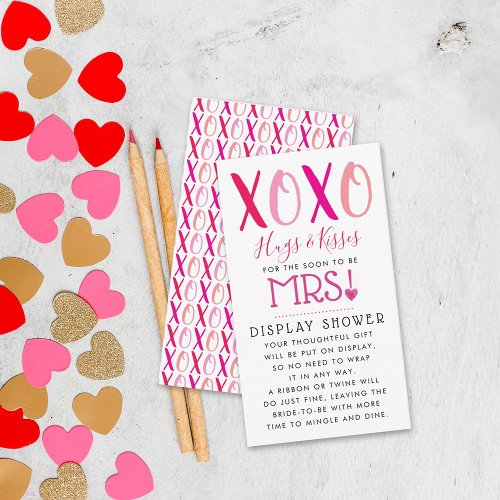 Hugs  Kisses XOXO Valentines Day Bridal Shower Enclosure Card