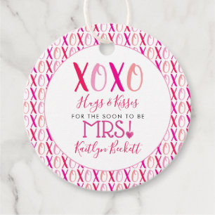 Hugs & Kisses (XOXO) Valentine's Day Bridal Shower Favor Tags