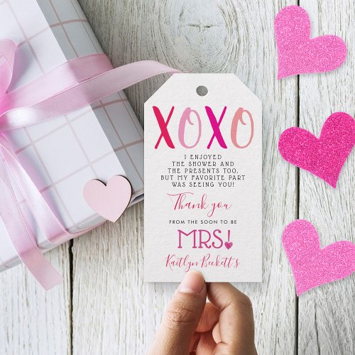 Hugs  Kisses XOXO Valentines Day Bridal Shower Gift Tags