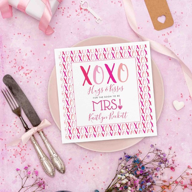 Hugs & Kisses (XOXO) Valentine's Day Bridal Shower Napkins (Creator Uploaded)