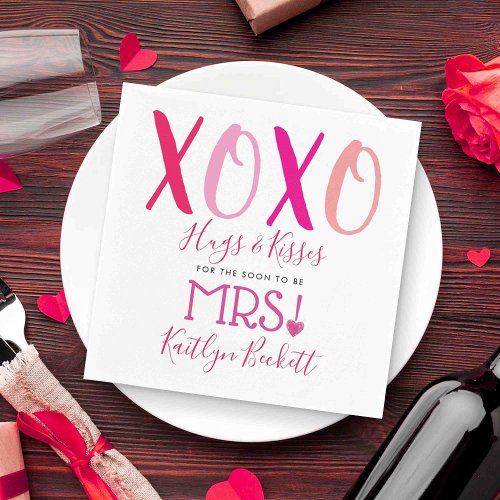 Hugs  Kisses XOXO Valentines Day Bridal Shower Napkins