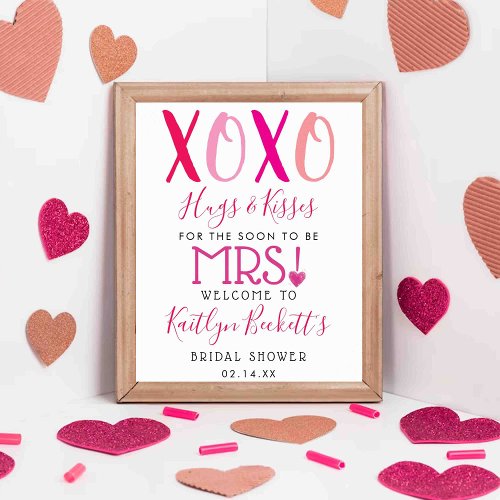 Hugs  Kisses XOXO Valentines Day Bridal Shower Poster