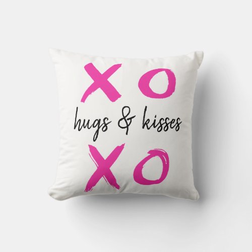 Hugs  kisses xoxo Valentines pink Throw Pillow
