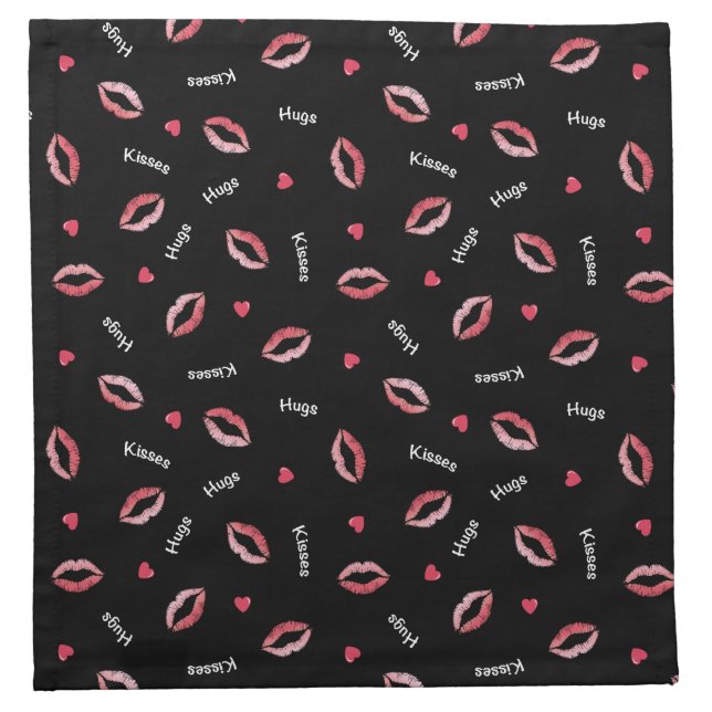 Hugs & Lip Kisses of Love Cloth Napkin (Front)