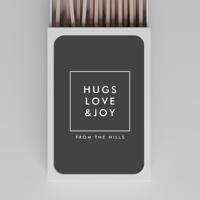 Hugs Love and Joy Stylish Black Christmas Favor Matchboxes (Creator Uploaded)