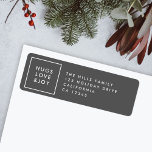 Hugs Love and Joy Stylish Christmas Charcoal Gray Label<br><div class="desc">Simple, stylish, trendy christmas return address labels with modern minimal typography quote "Hugs Love & Joy" in white with a clean simple white border. The address and greeting can be easily customized for a personal touch. A bold, minimalist and contemporary christmas design with charcoal gray feature color to stand out...</div>