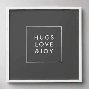 Hugs Love and Joy Stylish Christmas Charcoal Gray Peel And Stick Photo Tile