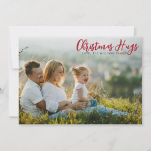 Hugs Modern Christmas Photo Flat Holiday Card