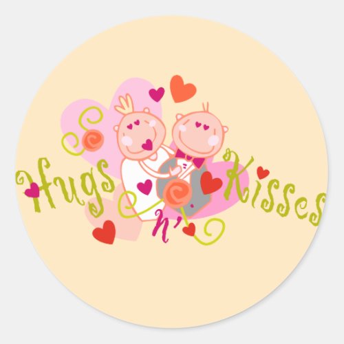 Hugs n Kisses Valentine Classic Round Sticker