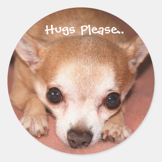 Hugs Please.. Classic Round Sticker (Front)
