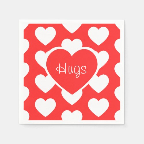 Hugs Valentines Day Hearts  Napkins