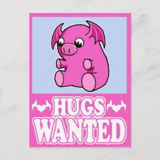 Hugs Wanted Postcard