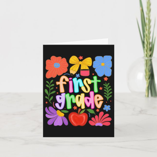Hugvyn Back To School First Grade Preppy Teacher K Card (Front)