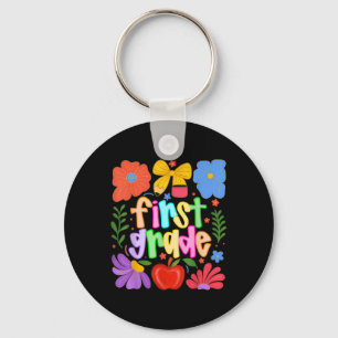 Hugvyn Back To School_ First Grade Preppy Teacher  Keychain