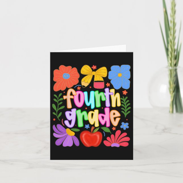Hugvyn Back To School Fourth Grade Preppy Teachers Card (Front)