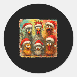Hugvyn Christmas Santa Chicken Crazy Eagerlys Roos Classic Round Sticker