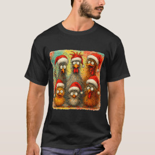 Hugvyn Christmas Santa Chicken Crazy Eagerlys Roos T-Shirt