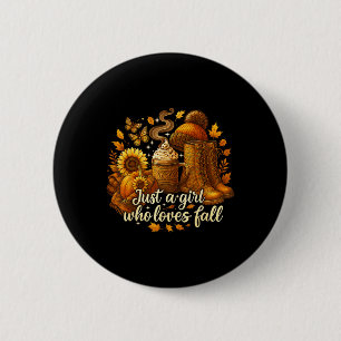 Hugvyn Fall Autumn_ Just A Girl Who Loves Fall Cow Button