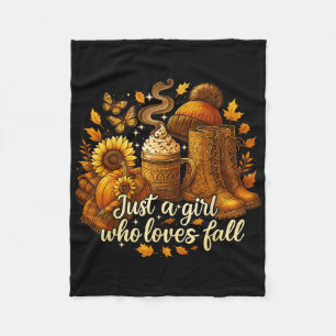 Hugvyn Fall Autumn_ Just A Girl Who Loves Fall Cow Fleece Blanket