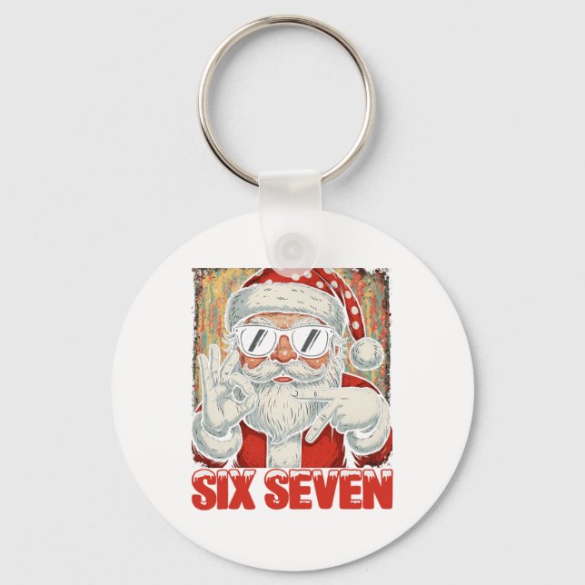 Hugvyn Funny Six Seven Meme Christmas Cool Santa S Keychain (Front)