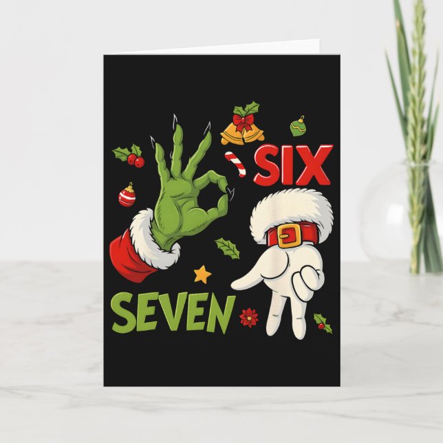 Hugvyn Funny Six Seven Meme Christmas Santa Saying Card (Front)