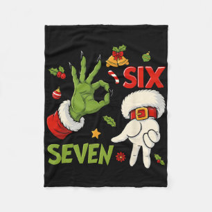 Hugvyn Funny Six Seven Meme Christmas Santa Saying Fleece Blanket
