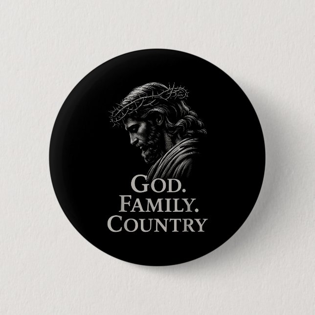 Hugvyn God Family Country Jesus Christian Faith Mi Button (Front)