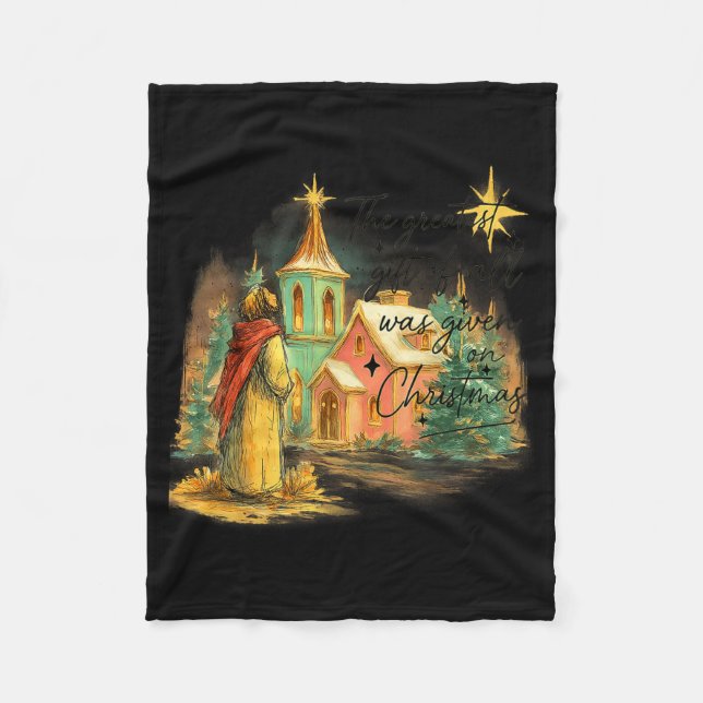 Hugvyn Greatest Gift Of All Religious Christmas Na Fleece Blanket (Front)