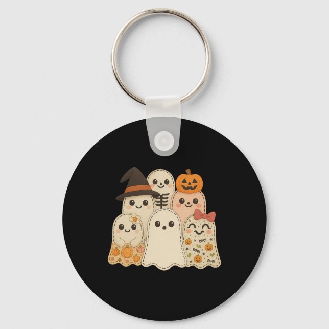 Hugvyn Halloween Patchwork Quilt Ghost Matching Fa Keychain (Front)