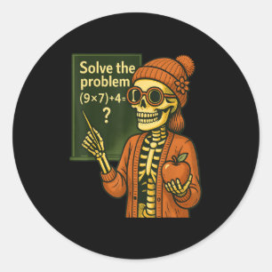 Hugvyn Halloween Skeleton Six Seven 67 Meme Pemdas Classic Round Sticker