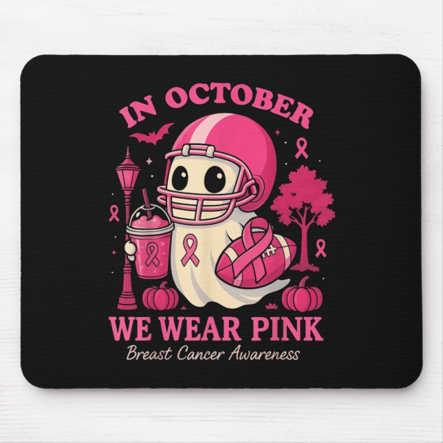 Hugvyn In October We Wear Nk Ghost Halloween Breas Mouse Pad (Front)