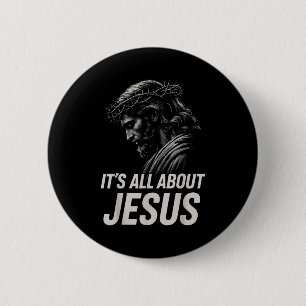 Hugvyn Its All About Jesus Christian Faith Patriot Button