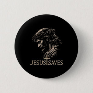 Hugvyn Jesus Saves Minimalist Christian Faith Cros Button