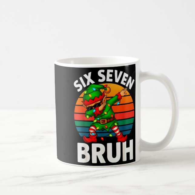 Hugvyn Six Seven 6 7 Meme Dabbing Elf Merry Christ Coffee Mug (Right)