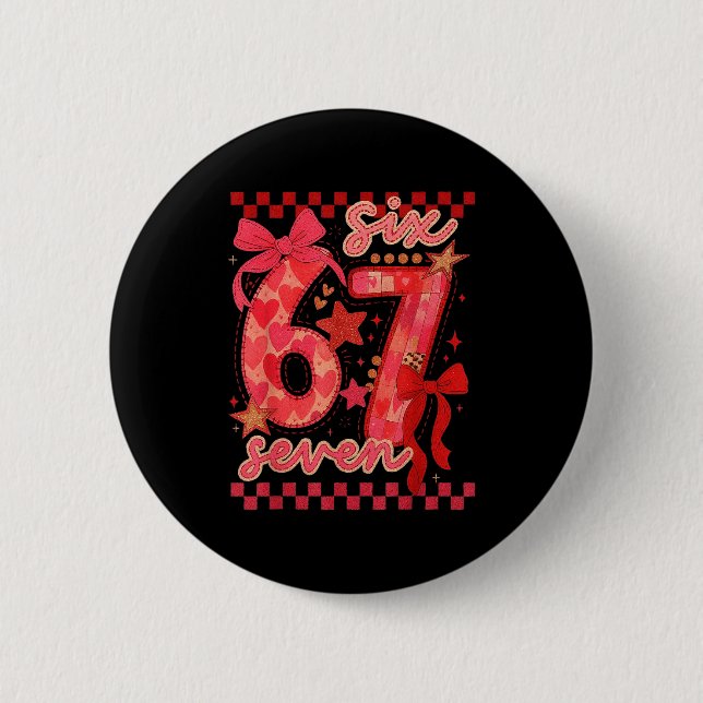 Hugvyn Six Seven Valentine 6 7 Meme Checkered Coqu Button (Front)