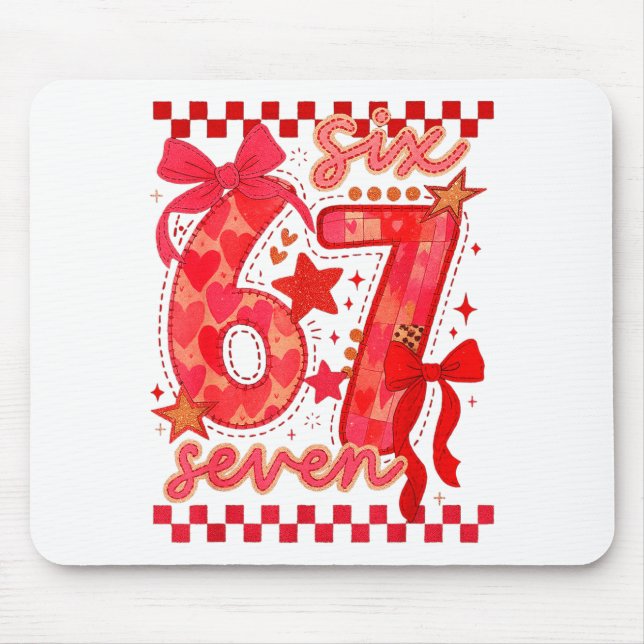 Hugvyn Six Seven Valentine 6 7 Meme Checkered Coqu Mouse Pad (Front)