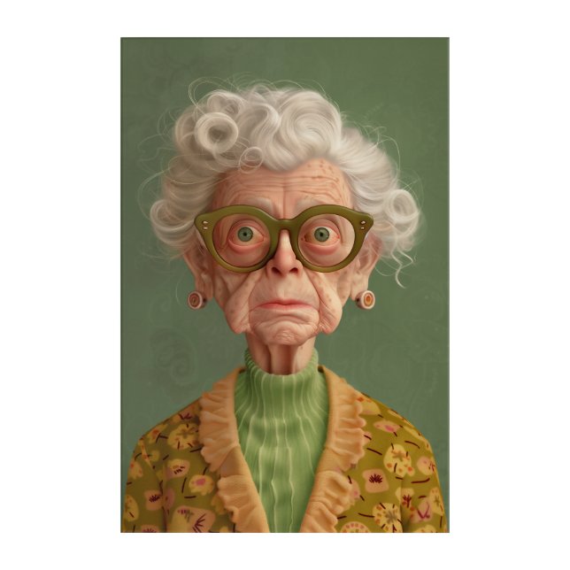Huh? Grandma Portrait Acrylic Print (Front)