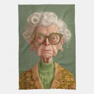 Huh? Grandma Portrait Kitchen Towel