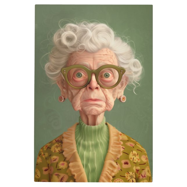 Huh? Grandma Portrait Metal Print (Front)