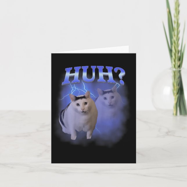 Huh Silly Cat Meme Funny Oddly Bootleg Specific Da Card (Front)