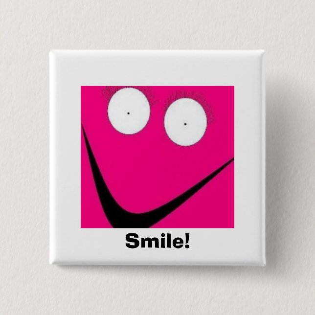 HUH, Smile! Pinback Button (Front)