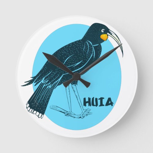 Huia Extinct NZ bird Round Clock