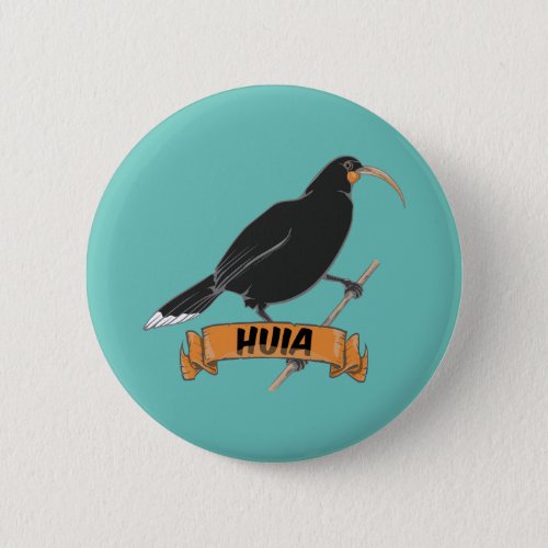Huia New Zealand Bird Button