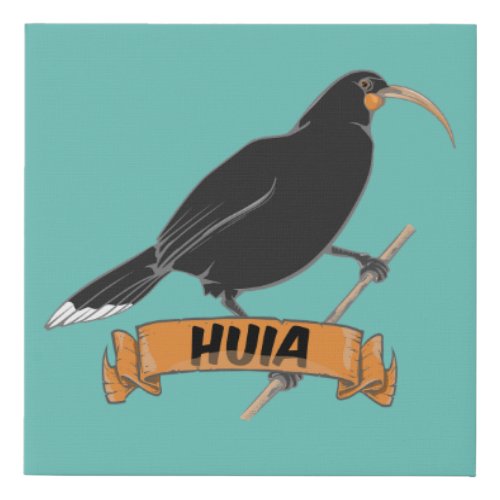 Huia New Zealand Bird Faux Canvas Print