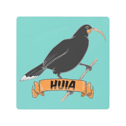 Huia New Zealand Bird Metal Print