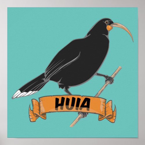 Huia New Zealand Bird Poster