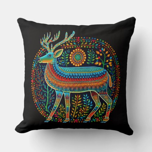 Huichol Deer Throw Cushion