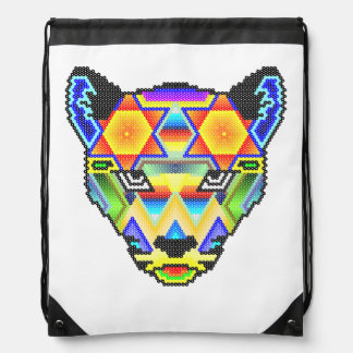 huichol jaguar mexican backpack art colors