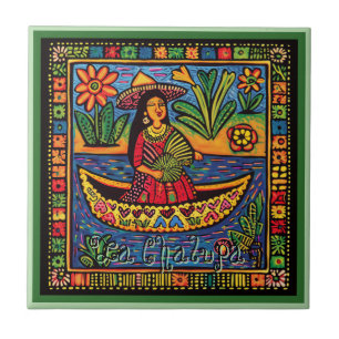 Huichol Loteria Ceramic Tile: La Chalupa Ceramic T Ceramic Tile